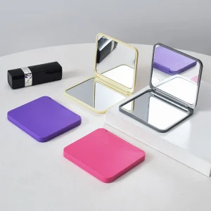 2-Face Makeup Mirror Square Portable Cute Girl'S Gift Hand Mini Mirror Pocket Double-Sided Makeup Mirror Compact Multiple Colors 1