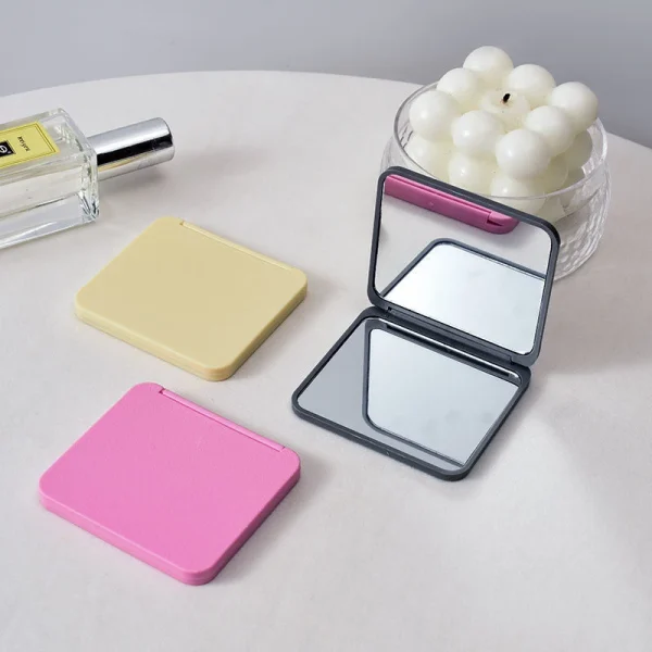 2-Face Makeup Mirror Square Portable Cute Girl'S Gift Hand Mini Mirror Pocket Double-Sided Makeup Mirror Compact Multiple Colors 2