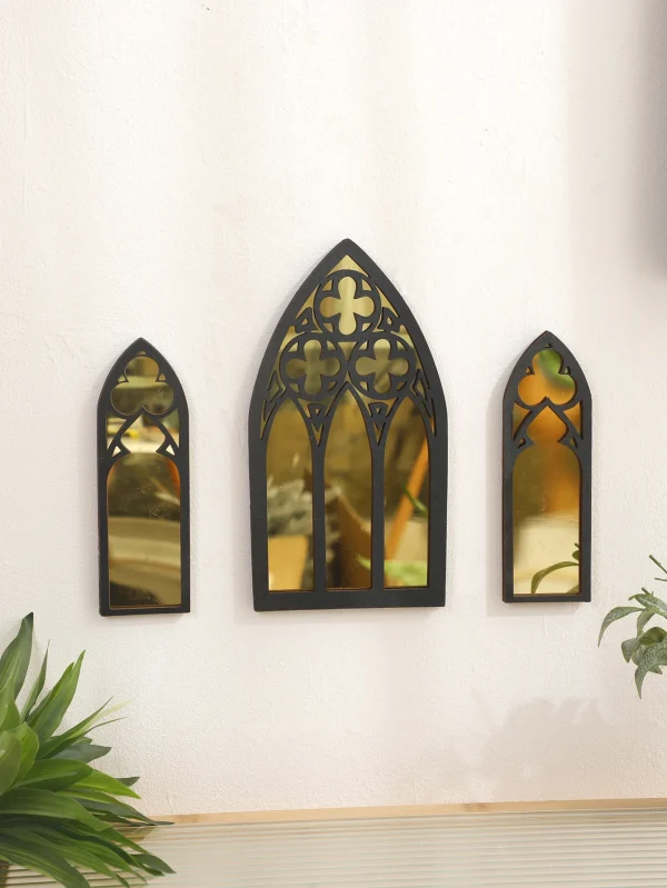 3 Pcs Wall Decor Home Decorative Mirrors Crafts Home Decoration Living Room Decor Gothic Mirror Decor Condo Bedroom Wall Hanging 1