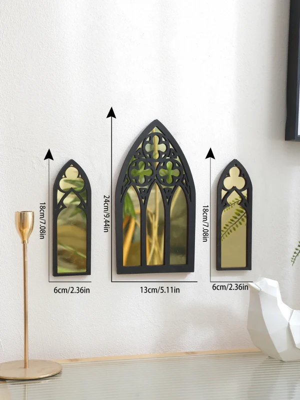 3 Pcs Wall Decor Home Decorative Mirrors Crafts Home Decoration Living Room Decor Gothic Mirror Decor Condo Bedroom Wall Hanging 3