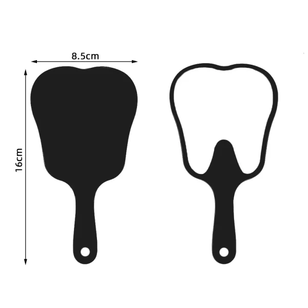 1 Pc Tooth Shape Mirrors With Handle Custom Logo Small 8.5x16cm Pink Red Black Personalized Makeup Handheld Cute Dental Mirror 2