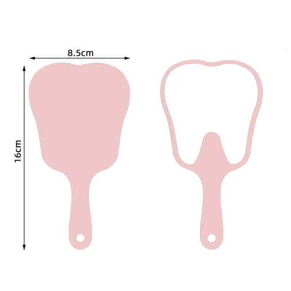 1 Pc Tooth Shape Mirrors With Handle Custom Logo Small 8.5x16cm Pink Red Black Personalized Makeup Handheld Cute Dental Mirror 3