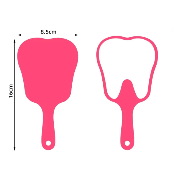 1 Pc Tooth Shape Mirrors With Handle Custom Logo Small 8.5x16cm Pink Red Black Personalized Makeup Handheld Cute Dental Mirror 4