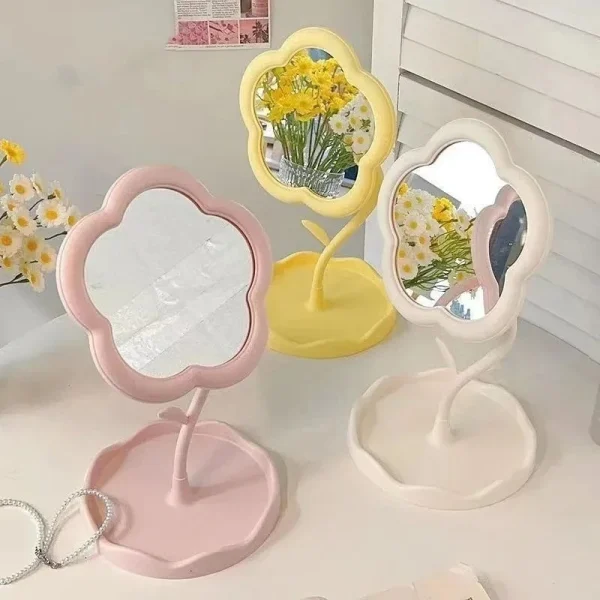 1pcs Make Up Mirror Desktop Flower Mirrors Creative Dormitory Desktop Mirrors for Bedroom Home Decor Mirror 2