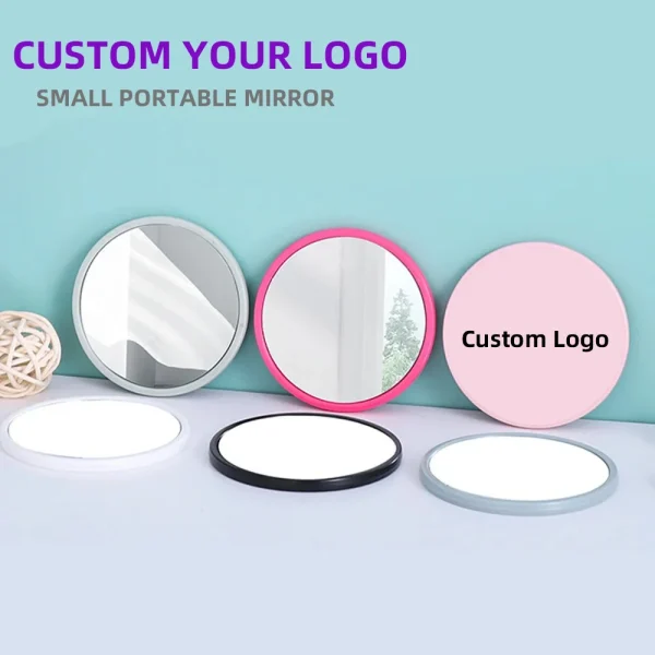 1 Pc Small Mirror Round Shape Custom Logo Red Pink White Black Personalized Wedding Souvenir Gift Ideas Porable Pocket Mirrors 3