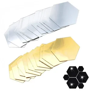 12Pcs 3D Acrylic Mirror Wall Sticker Home Decor Hexagon Decorations DIY Removable Living-Room Decal Art Ornaments For Home 1
