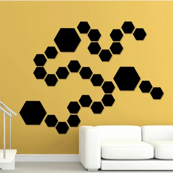 12Pcs 3D Acrylic Mirror Wall Sticker Home Decor Hexagon Decorations DIY Removable Living-Room Decal Art Ornaments For Home 2