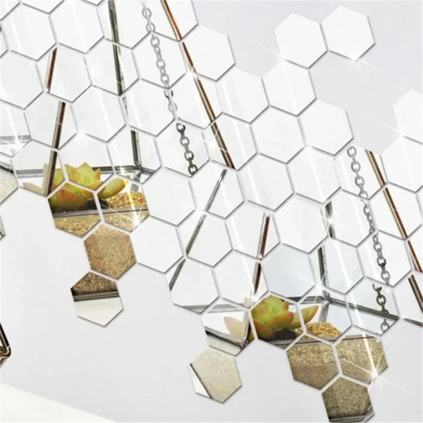 12Pcs 3D Acrylic Mirror Wall Sticker Home Decor Hexagon Decorations DIY Removable Living-Room Decal Art Ornaments For Home 4