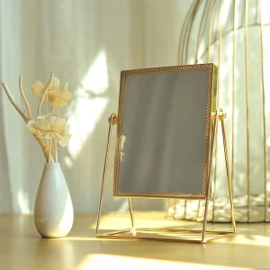 Retro Light luxury  European metal gold  makeup mirror home desktop  square round Decorative Mirrors          WJ527 1