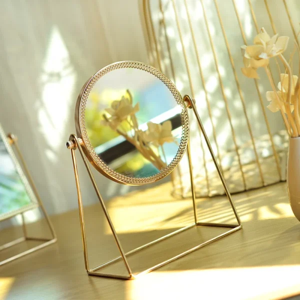 Retro Light luxury  European metal gold  makeup mirror home desktop  square round Decorative Mirrors          WJ527 4