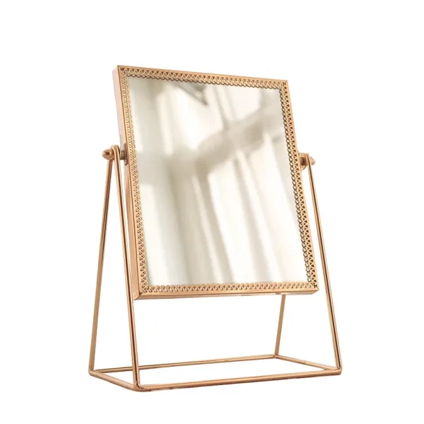 Retro Light luxury  European metal gold  makeup mirror home desktop  square round Decorative Mirrors          WJ527 5