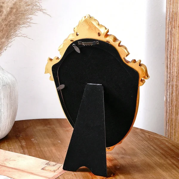 1 PC, resin material European classical style gold pattern special-shaped mirror ornament, can be hung or placed 4