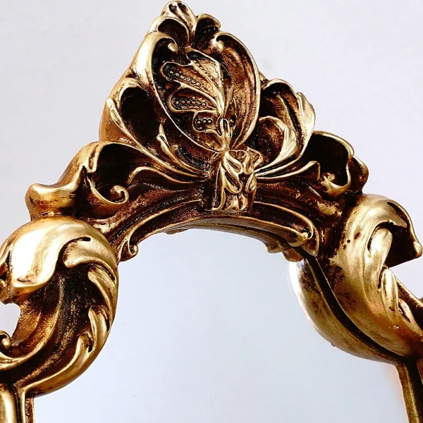 1 PC, resin material European classical style gold pattern special-shaped mirror ornament, can be hung or placed 6