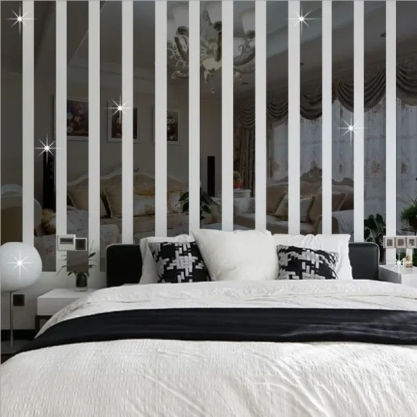 10pcs Strip Wall Stickers Living Room TV Back Drop DIY Art Wall Decor Home Entrance Acrylic Mirror 3D Wall Stickers Decoration 3