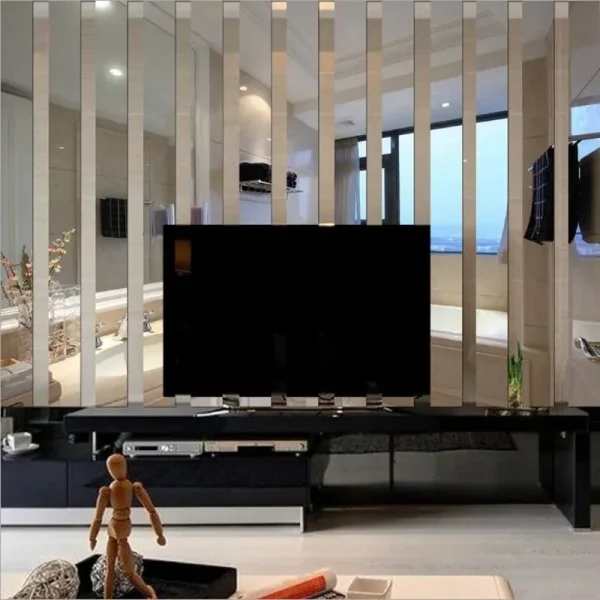 10pcs Strip Wall Stickers Living Room TV Back Drop DIY Art Wall Decor Home Entrance Acrylic Mirror 3D Wall Stickers Decoration 4