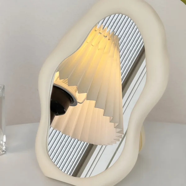 1PC Cream Style Makeup Mirror Decorative Irregular Simple Standing Dresser Mirror Cloud Shaped French Hairdressing Wall Mirror 4