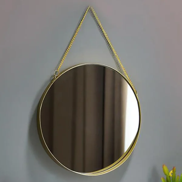 Wall Hanging Mirror Round Wall Mirror for Makeup Dressing Room Golden for Wardrobe 1