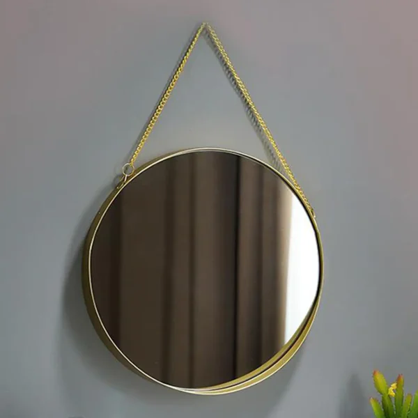 Wall Hanging Mirror Round Wall Mirror for Makeup Dressing Room Golden for Wardrobe 4