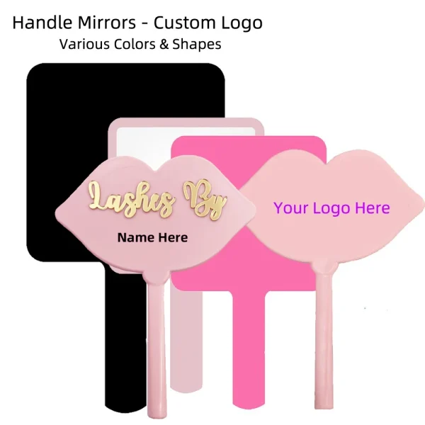 Hand Mirror Custom Logo Eyelash Extension Salon Personalized Square Lip Shape Hand Hold Mirror Lash Artist Salon Accessories 1