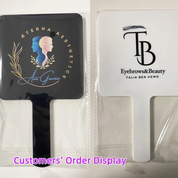 Hand Mirror Custom Logo Eyelash Extension Salon Personalized Square Lip Shape Hand Hold Mirror Lash Artist Salon Accessories 2
