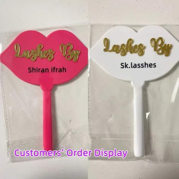 Hand Mirror Custom Logo Eyelash Extension Salon Personalized Square Lip Shape Hand Hold Mirror Lash Artist Salon Accessories 3