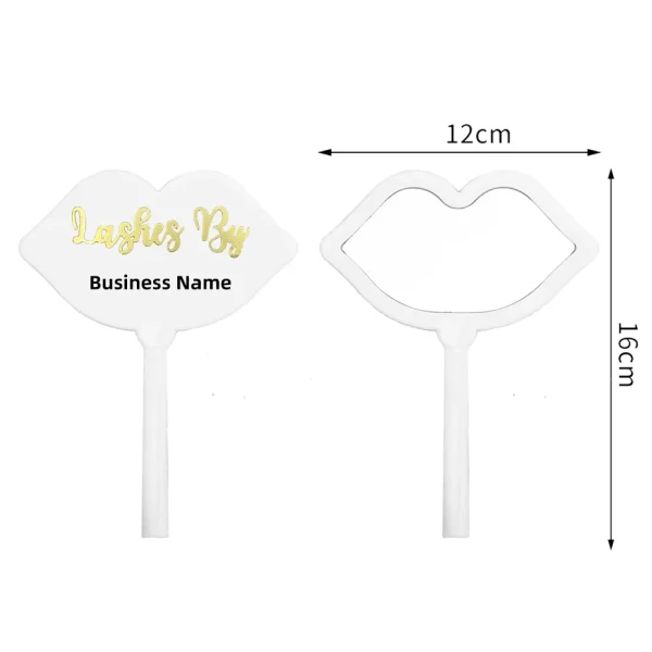 Hand Mirror Custom Logo Eyelash Extension Salon Personalized Square Lip Shape Hand Hold Mirror Lash Artist Salon Accessories 5