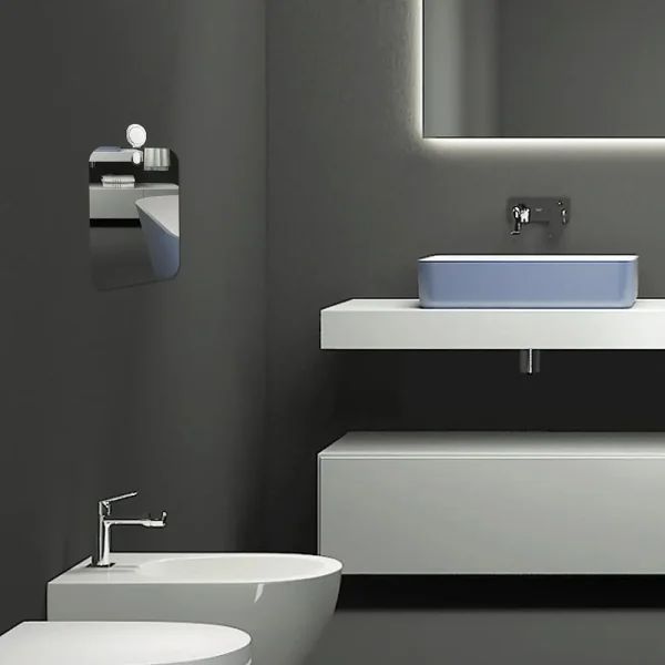 Acrylic Anti Fog Shower Mirror Bathroom Fogless Fog Free Mirror Washroom Travel For Man Shaving Mirror 13*17cm 2