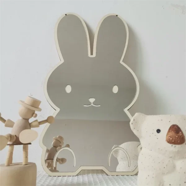 Nordic Rabbit Bear Shaped Mirror Cartoon Acrylic Mirrors Desktop Ornaments Baby Children Room Decoration Home Decor Photo Props 2