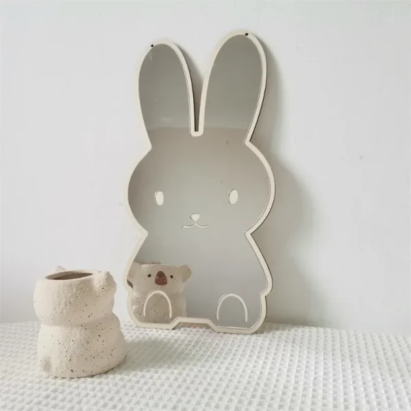 Nordic Rabbit Bear Shaped Mirror Cartoon Acrylic Mirrors Desktop Ornaments Baby Children Room Decoration Home Decor Photo Props 3
