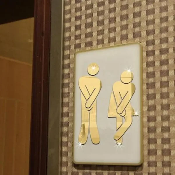 1Pcs Removable Cute Man Woman Washroom Toilet WC Wall Sticker Family DIY Decor Mirror Sticker Home Decor for Bathroom 6
