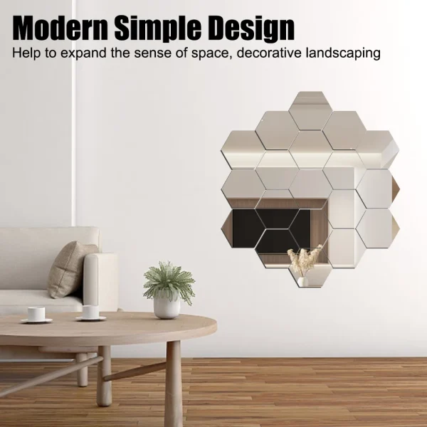 Self-adhesive 3D Mirror Wall Sticker DIY Hexagon Decal Mirror Decor Stickers 24 PCS Art Wall Decoration 100mm Home Decor 3