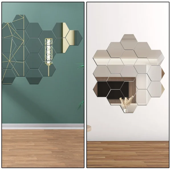 Self-adhesive 3D Mirror Wall Sticker DIY Hexagon Decal Mirror Decor Stickers 24 PCS Art Wall Decoration 100mm Home Decor 5