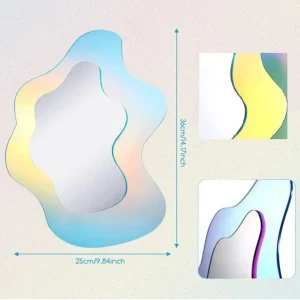 Wavy Acrylic Mirror Rainbow Colorful Retro Mirror Makeup Mirror Modern Decorative Mirror Aesthetic for Wall Decor Photo Prop 1