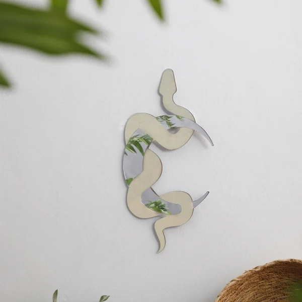 White Black Wooden Snake Crescent Moon Mirror Hanging Wall Decor Boho Home Decoration Living Room Decoration Aesthetics Art Gift 1