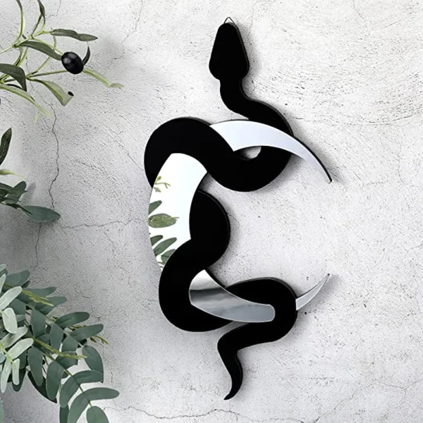 White Black Wooden Snake Crescent Moon Mirror Hanging Wall Decor Boho Home Decoration Living Room Decoration Aesthetics Art Gift 3
