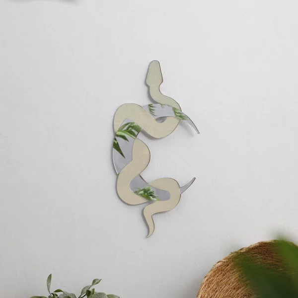 White Black Wooden Snake Crescent Moon Mirror Hanging Wall Decor Boho Home Decoration Living Room Decoration Aesthetics Art Gift 4