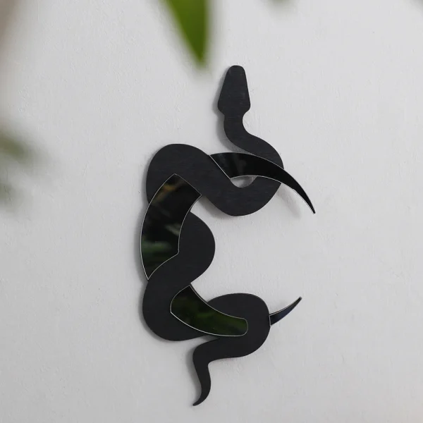 White Black Wooden Snake Crescent Moon Mirror Hanging Wall Decor Boho Home Decoration Living Room Decoration Aesthetics Art Gift 5