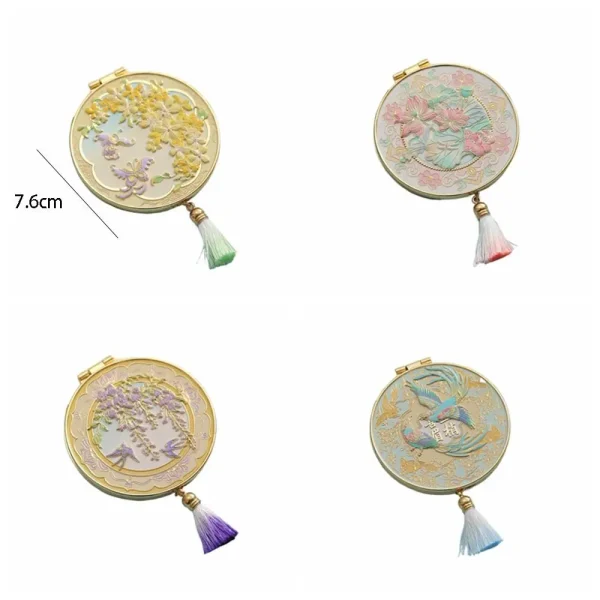 Crafts Metal Makeup Mirror Portable Folding Cosmetic Mirror Exquisite Creative Handheld Mirror Women 6