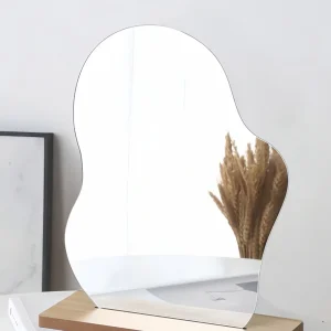 1pc, 24cm/9.44in * 19cm/7.48in, popular irregular girls' desktop makeup mirror, one of the gifts for Women's Day 1