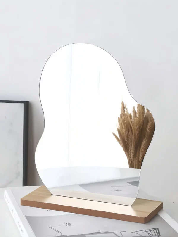 1pc, 24cm/9.44in * 19cm/7.48in, popular irregular girls' desktop makeup mirror, one of the gifts for Women's Day 1