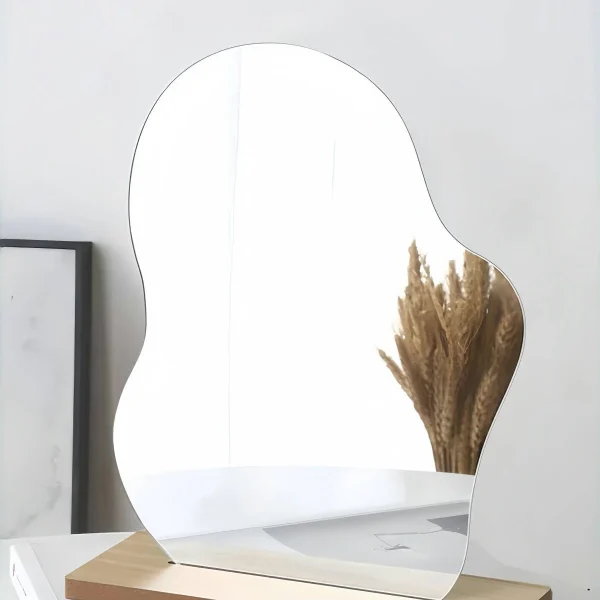 1pc, 24cm/9.44in * 19cm/7.48in, popular irregular girls' desktop makeup mirror, one of the gifts for Women's Day 4
