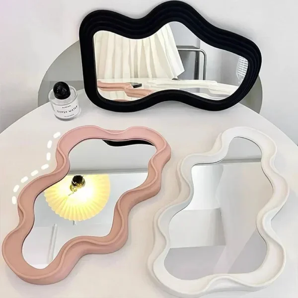 Minimalist Cloud Shaped Desktop Dressing Mirror French Simple Wall Hanging Bathroom Irregular Makeup Decorative Girl Mirror 3