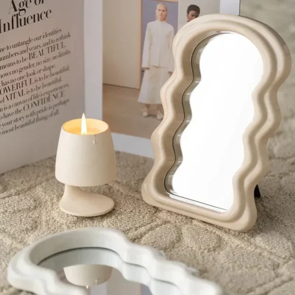 Minimalist Cloud Shaped Desktop Dressing Mirror French Simple Wall Hanging Bathroom Irregular Makeup Decorative Girl Mirror 5