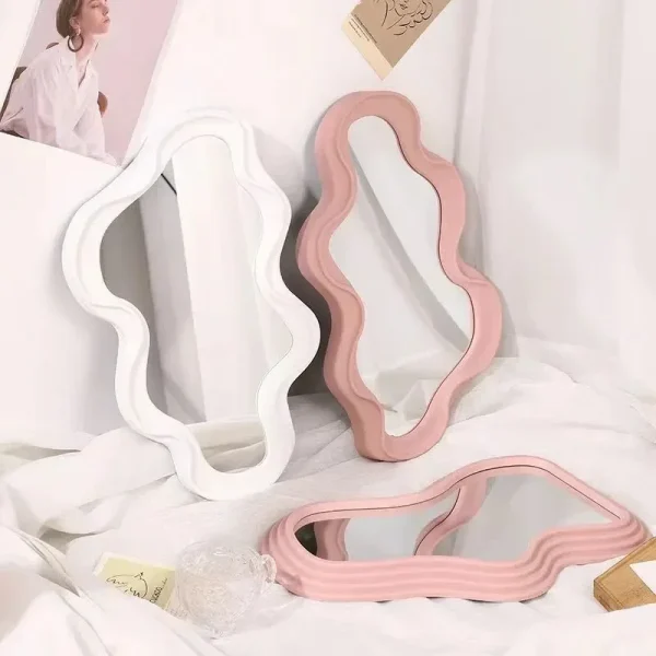Minimalist Cloud Shaped Desktop Dressing Mirror French Simple Wall Hanging Bathroom Irregular Makeup Decorative Girl Mirror 6