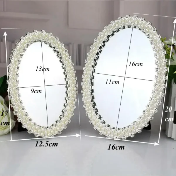 Fashion 6/7 inch desktop mirror with metal frame vanity mirror princess mirrors pearl decorative mirrors for home J015 6