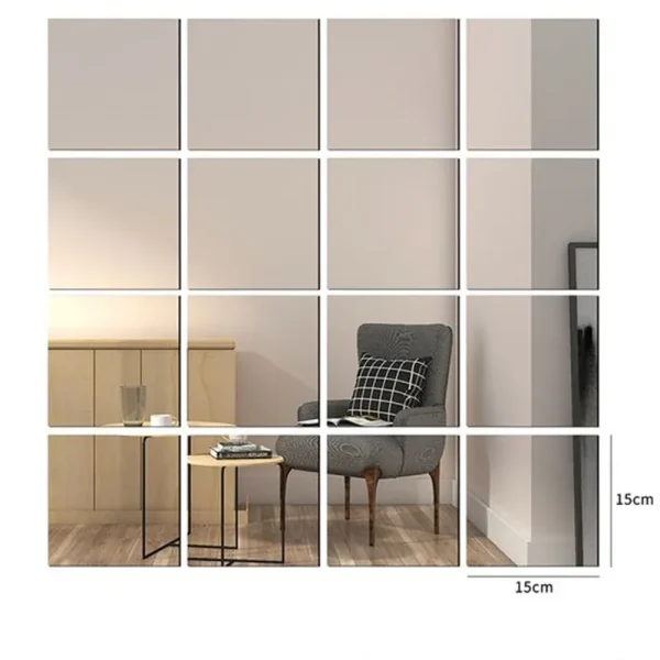 Square Mirror 3D Decorative Wall Mirror DIY For Living Room Bedroom Self-Adhesive Acrylic Wall Decals Setting Wall Decoration 1