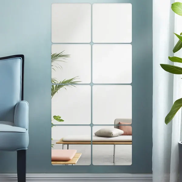 Square Mirror 3D Decorative Wall Mirror DIY For Living Room Bedroom Self-Adhesive Acrylic Wall Decals Setting Wall Decoration 2