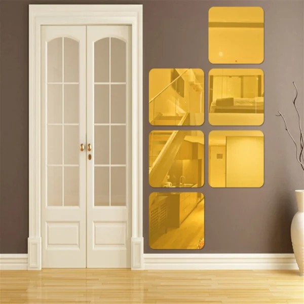 Square Mirror 3D Decorative Wall Mirror DIY For Living Room Bedroom Self-Adhesive Acrylic Wall Decals Setting Wall Decoration 3