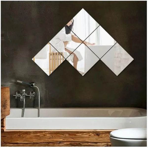 Square Mirror 3D Decorative Wall Mirror DIY For Living Room Bedroom Self-Adhesive Acrylic Wall Decals Setting Wall Decoration 6