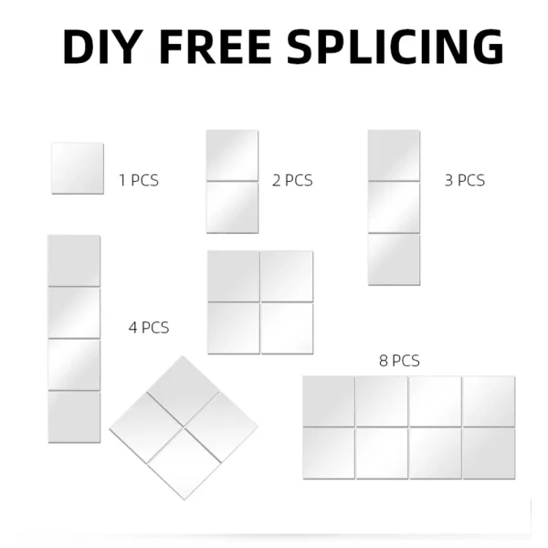 Self Adhesive Acrylic Mirror Flexible Waterproof Stickers Tiles for DIY Art Door Wardrobe Wall Bathroom Decor Home Mirrors Decal 6